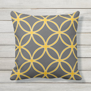 Coussin Pétales ornementales modernes, moutarde jaune, gr