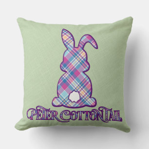 Coussin Peter Cottontail Purple Plaid Bunny de Pâques