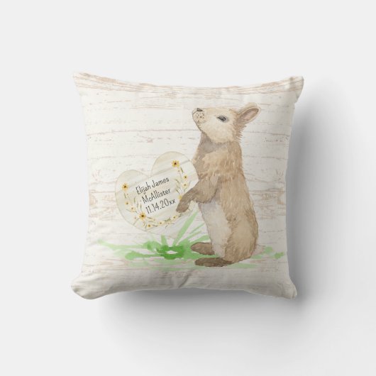 Coussin Peter Rabbit Aquarelle Bois rustique Dusty Blue Bo (Recto)