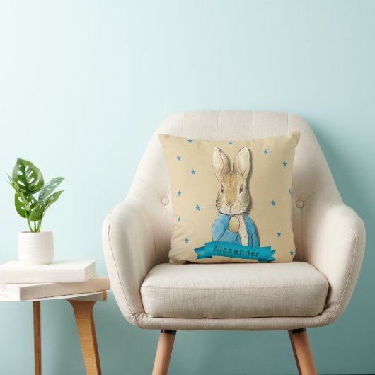 Coussin Peter Rabbit Carottes et Stars Garçon Custom (Chaise)