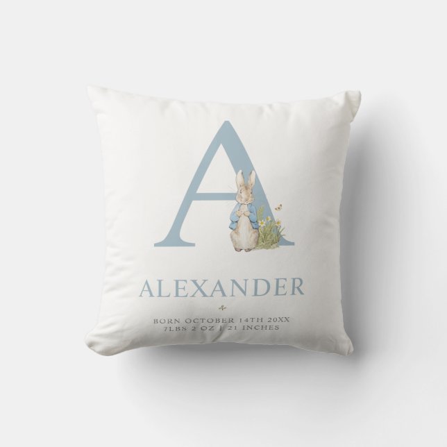 Coussin Peter Rabbit | Lettre personnalisée A (Recto)