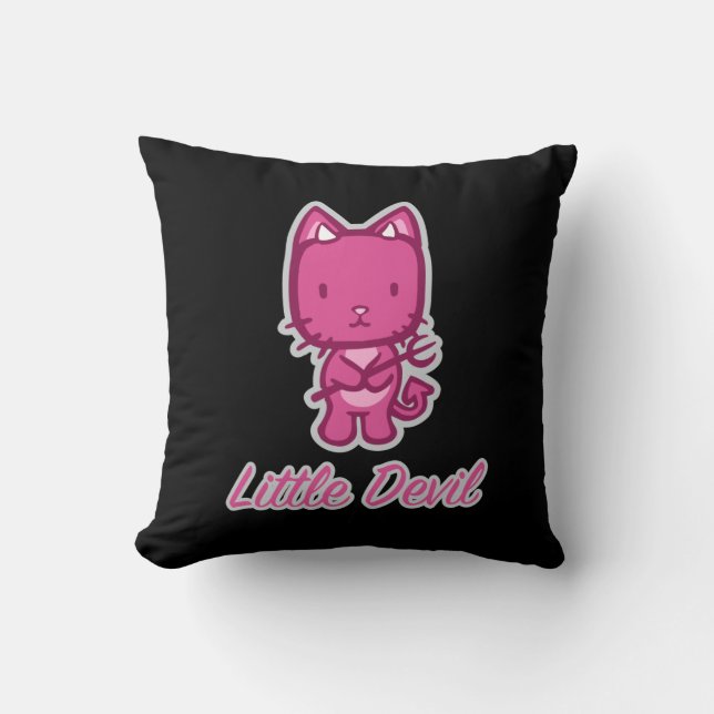 Coussin Petit Ange, Petit Diable Kitty Chat Réversible (Recto)