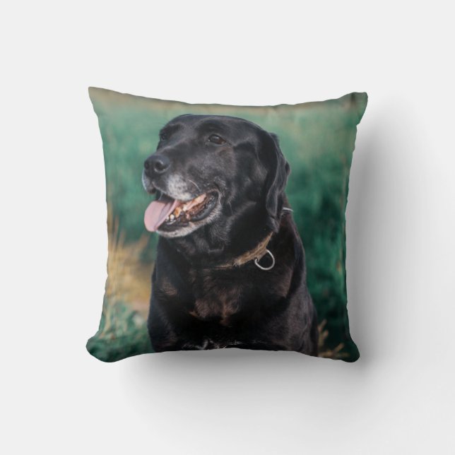 Coussin Petit animal de compagnie de Chien Noir du Labrado (Recto)