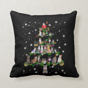Coussin Petit Arbre De Noël Cat Couvert De Flamme De Flamm