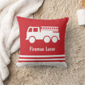 Coussin Petit Camion-feu Garçon avec nom Rouge et blanc (Couverture)