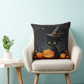 Coussin Petit chat noir dans un chapeau de sorcière parmi (Chaise)