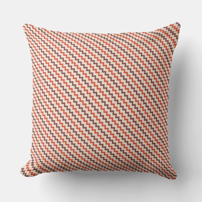 Coussin Petit chevron motif naturel rouge brun (Recto)
