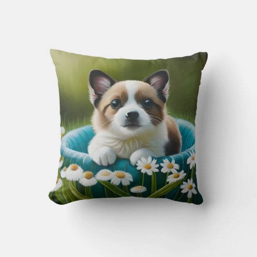 Coussin Petit chien floral mignon dans les foies (Recto)