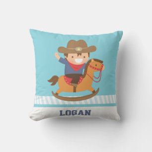Coussin Petit cow-boy sur cheval à bascule chambre de garç