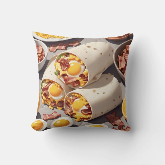 Coussin Petit déjeuner roulé au bacon, œuf et fromage (Recto)