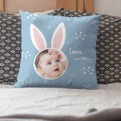 Coussin Petit Enfant Photo avec Bunny Ears et nom Pâques
