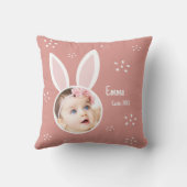 Coussin Petit Enfant Photo avec/ Bunny Ears + Nom Rose de (Verso)