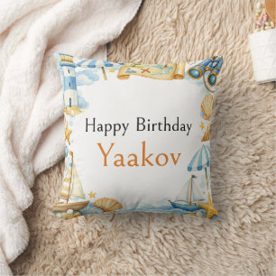 Coussin Petit explorateur côtier 4e anniversaire pour garç