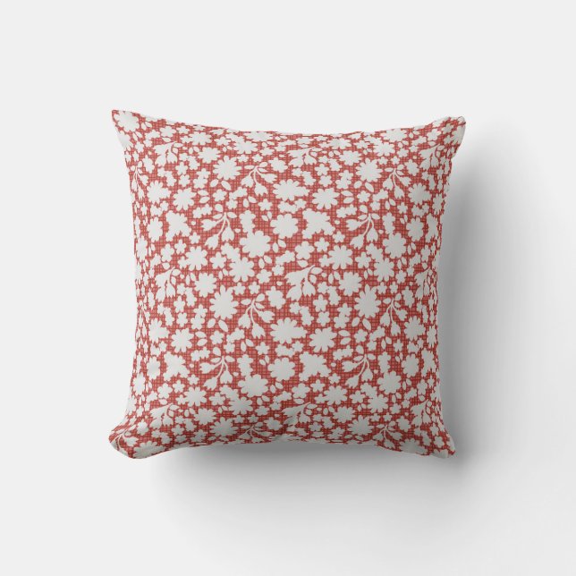 Coussin Petit floral rouge et gris (Recto)