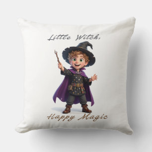 Coussin Petit garçon sorcière Grande magie Halloween migno
