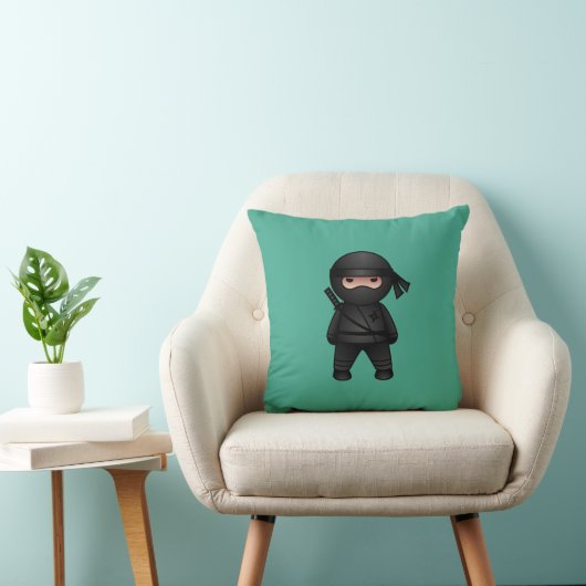 Coussin Petit guerrier de Ninja sur vert (Chaise)
