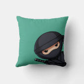Coussin Petit guerrier de Ninja sur vert (Verso)