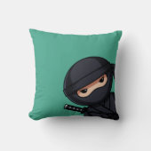 Coussin Petit guerrier de Ninja sur vert (Recto)