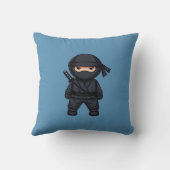 Coussin Petit guerrier ninja sur fond bleu (Verso)