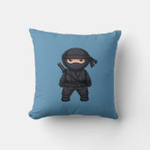 Coussin Petit guerrier ninja sur fond bleu (Recto)