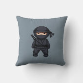 Coussin Petit guerrier ninja sur gris (Verso)