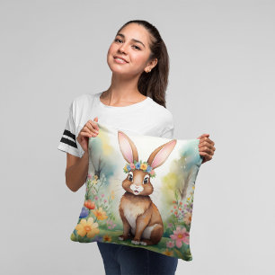 Coussin Petit lapin brun joyeux 1, Pâques
