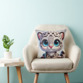 Coussin Petit léopard des neiges de dessin animé avec de g (Chaise)