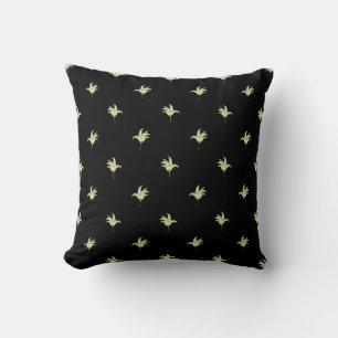 Coussin Petit Motif Lilies-of-the-Valley en noir