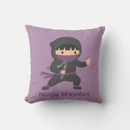 Coussin Petit Ninja mignon avec le décor de pièce de (Recto)