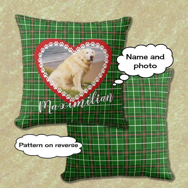 Coussin Petit Noël votre photo rouge vert (Créateur téléchargé)