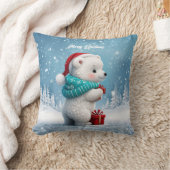 Coussin Petit ours bébé mignon avec casquette de Noël (Couverture)