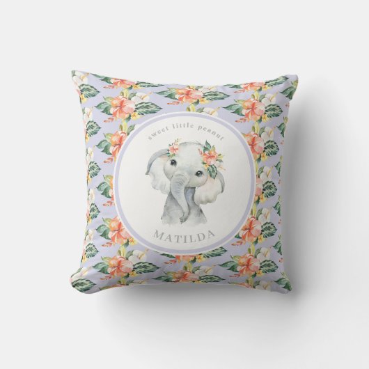 Coussin Petit petit petit cacahuète bébé fleuri d'éléphant (Recto)
