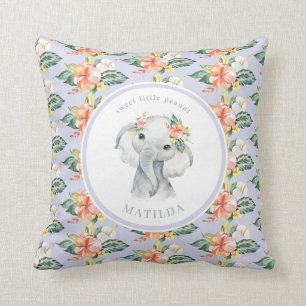 Coussin Petit petit petit cacahuète bébé fleuri d'éléphant
