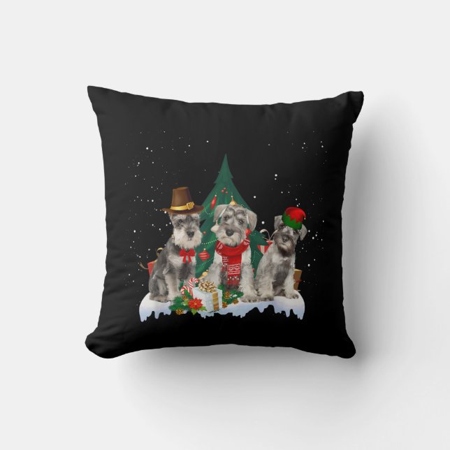 Coussin Petit Schnauzer de Noël Dog Tee T-Shirt (Recto)