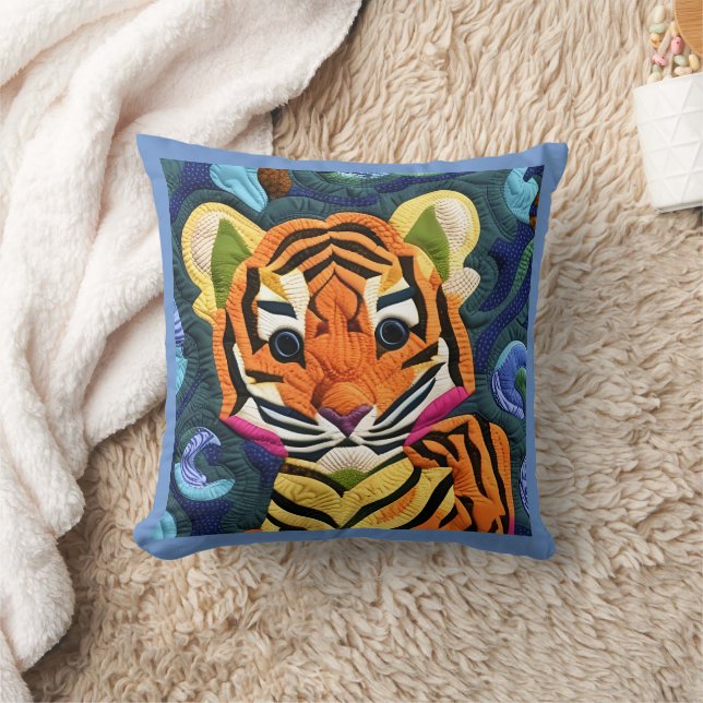 Coussin Petit Tiger Cub Quilt Comme Design Jeu D'Oreiller (Couverture)