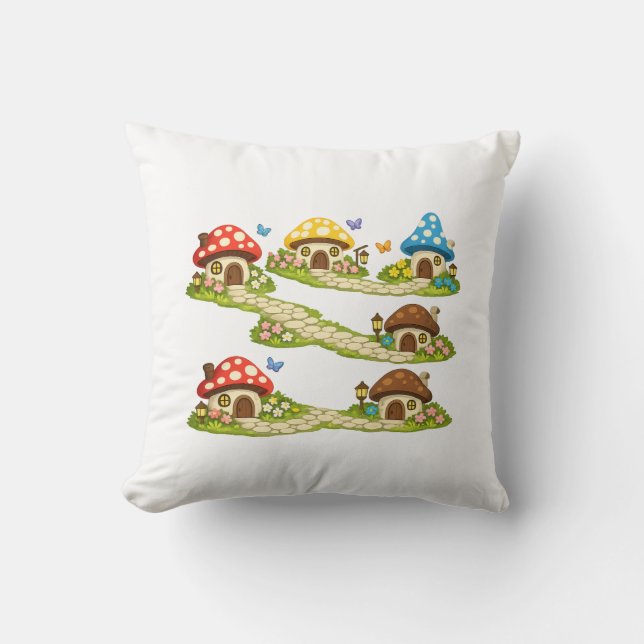 Coussin Petit village de champignons (Recto)
