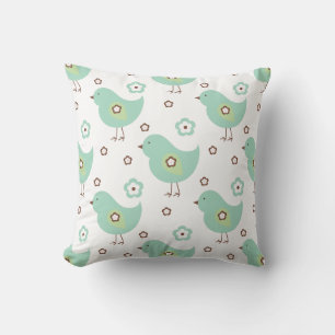 Coussin Petite Bleu Vert Oiseau Printemps saison Jaillir O