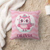 Coussin Petite chouette rose mignonne avec écharpe (Couverture)