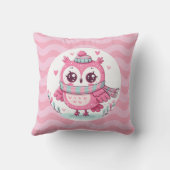 Coussin Petite chouette rose mignonne avec écharpe (Verso)