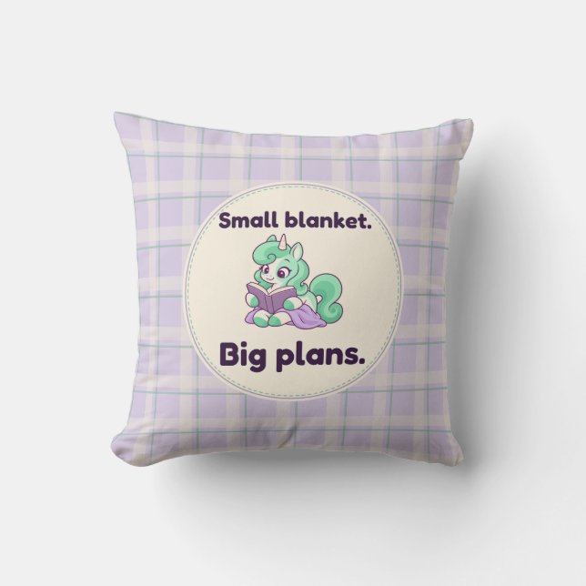 Coussin Petite couverture grands projets licorne de lectur (Recto)