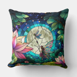 Coussin Petite Fée en Verre Coloré avec Libellule