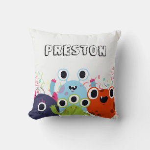 Coussin Petite fête d'anniversaire de monstre pour tous le