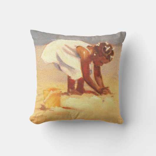 Coussin Petite fille africaine sur la plage (Recto)
