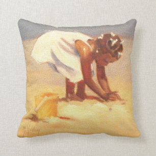 Coussin Petite fille africaine sur la plage