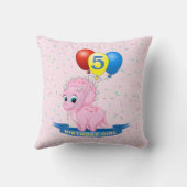 Coussin Petite fille d'anniversaire Pink Triceratops Dino (Verso)