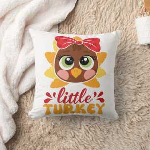 Coussin Petite fille dindon Enfants Thanksgiving