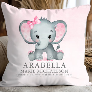 Coussin Petite fille Eléphant rose bébé