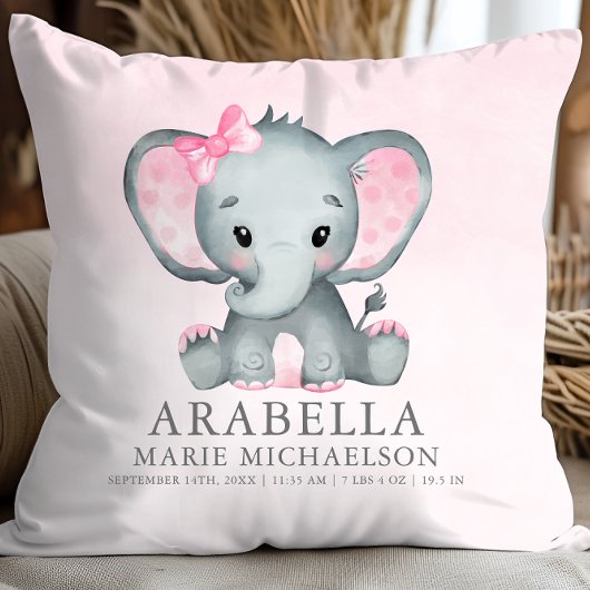Coussin Petite fille Eléphant rose bébé