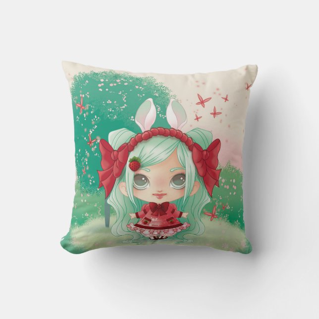 Coussin petite fille lapin (Recto)