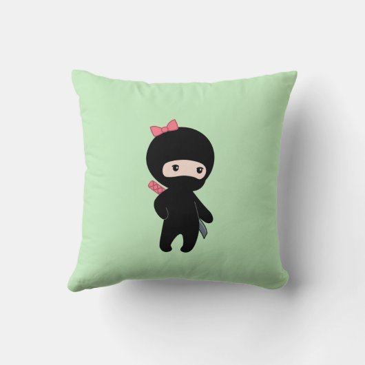 Coussin Petite fille Ninja en vert (Verso)